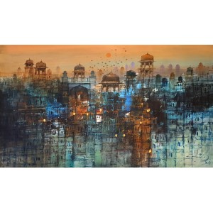 A. Q. Arif, 24 x 36 Inch, Oil on Canvas, Cityscape Painting, AC-AQ-502